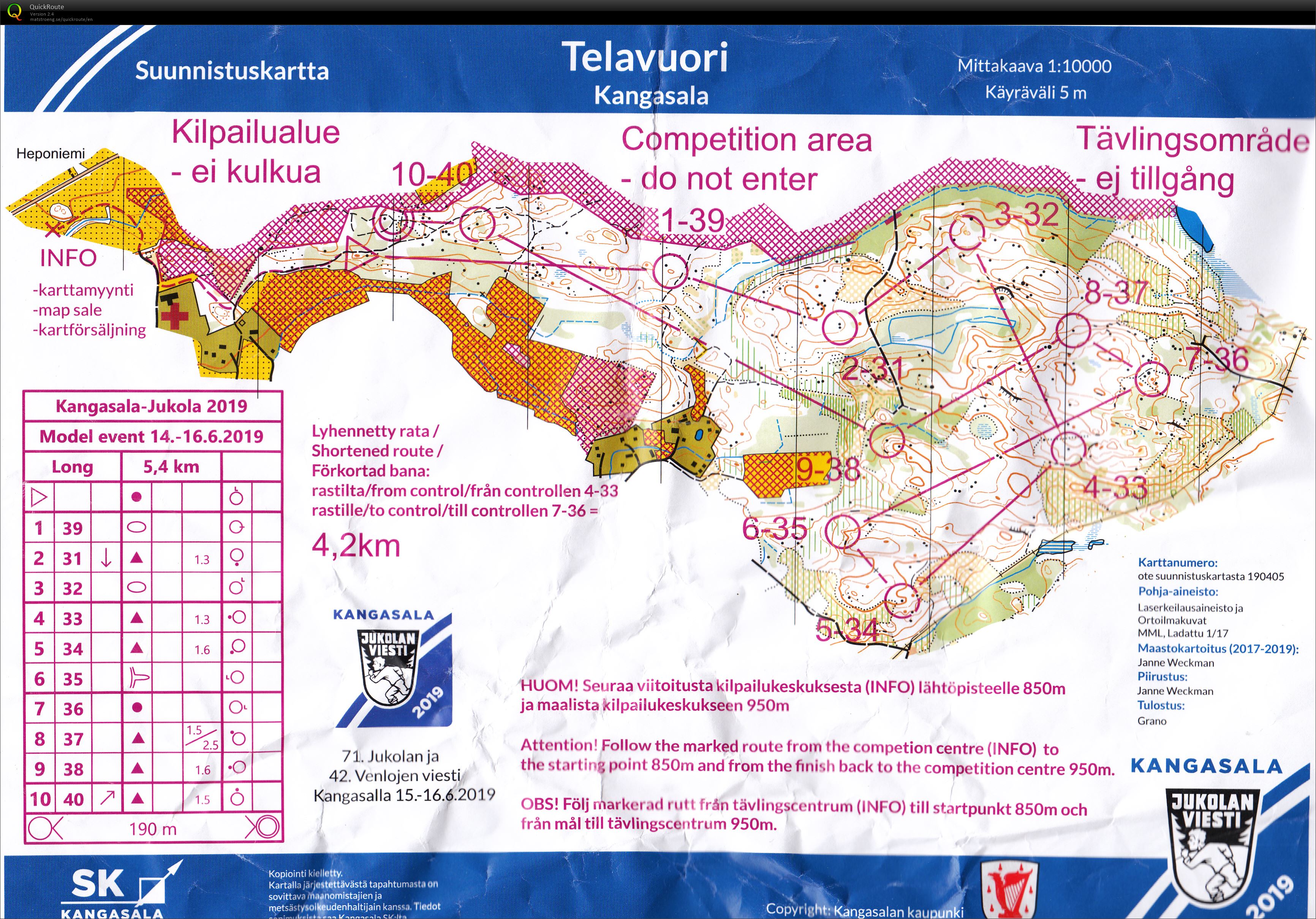 Jukola model event (15/06/2019)