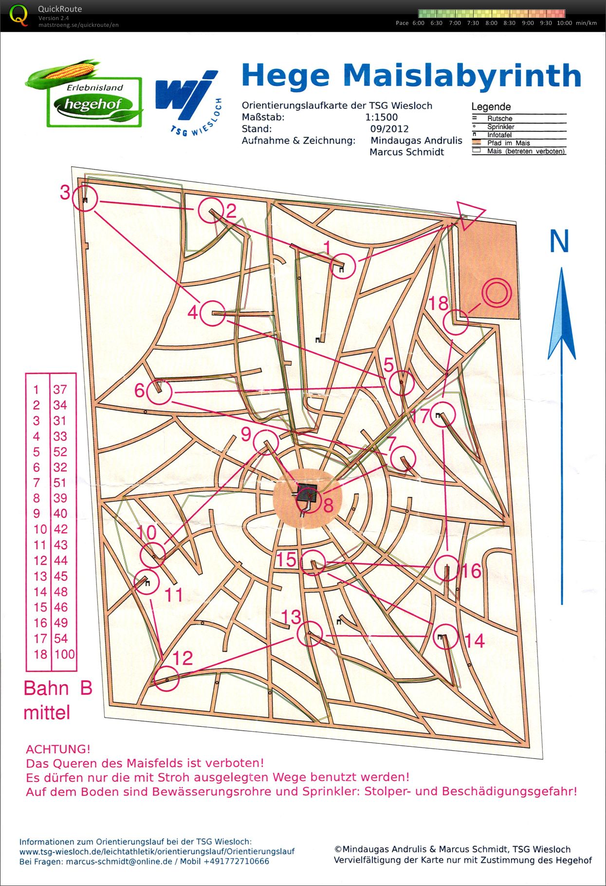 Maislabyrinth-OL Ladenburg, Mittel (19-09-2012)