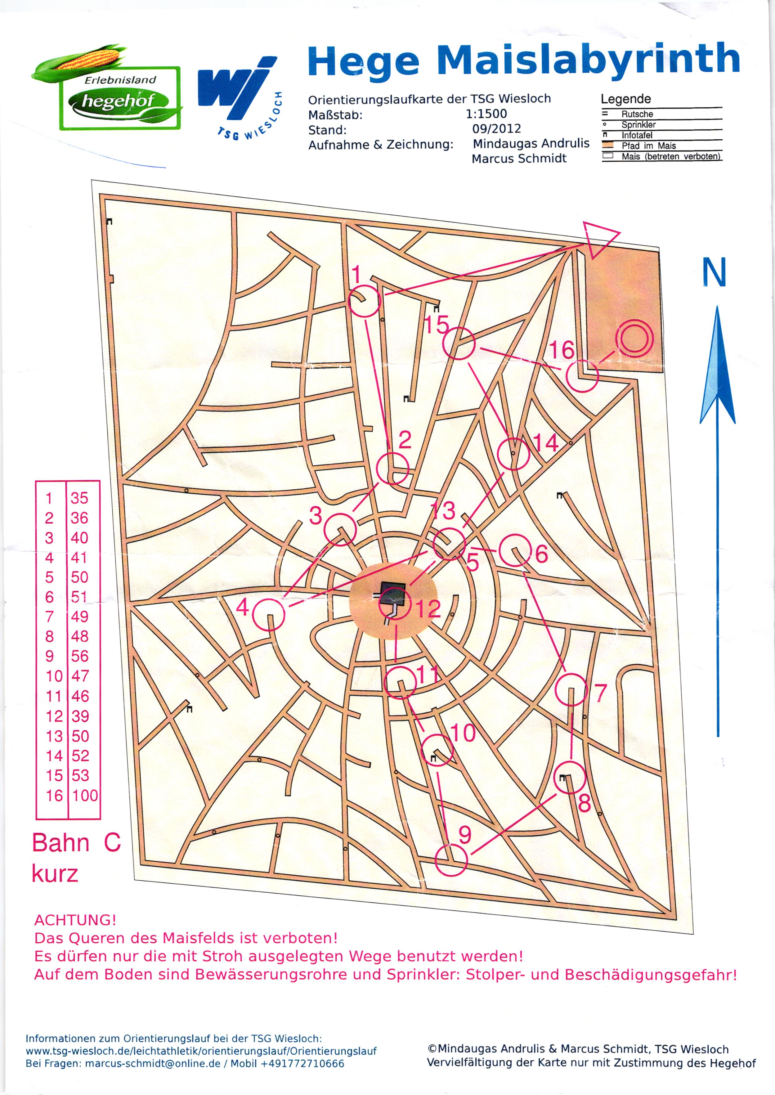 Maislabyrinth-OL, Kurz (19/09/2012)