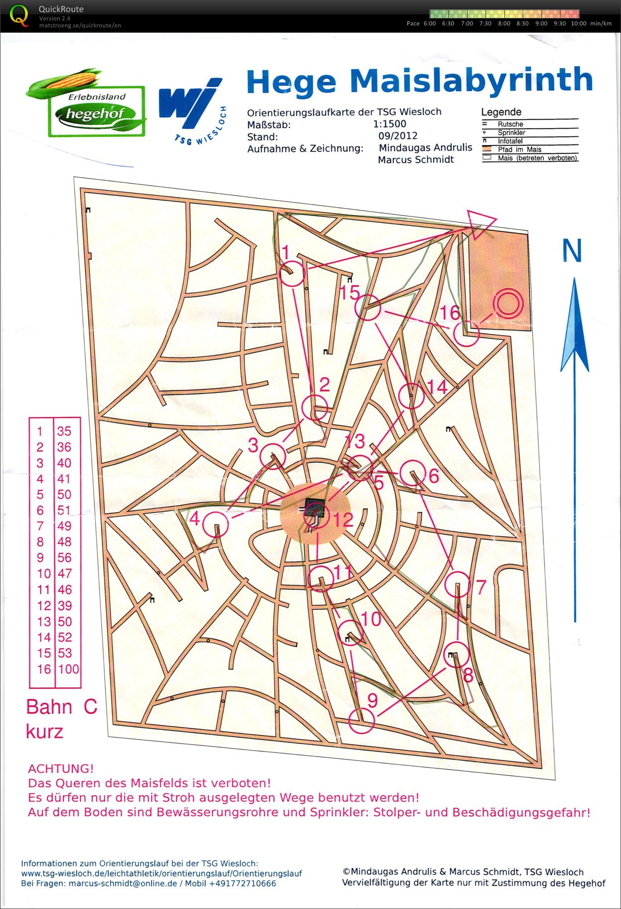 Maislabyrinth-OL, Kurz (19.09.2012)