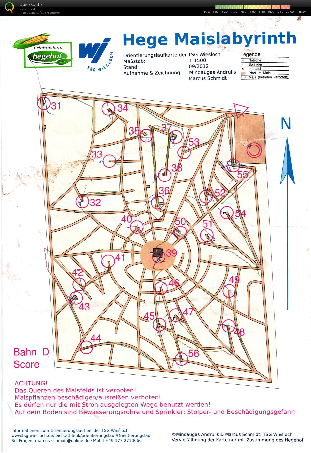 Maislabyrinth-OL, Score (19.09.2012)